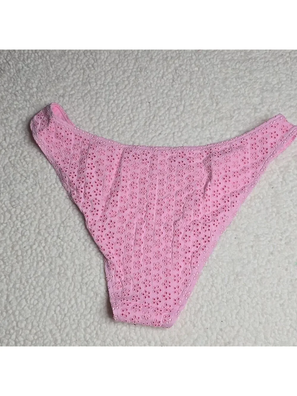 Frankies Bikinis Pink Eyelet High Cut Bikini Bottom Size XXL